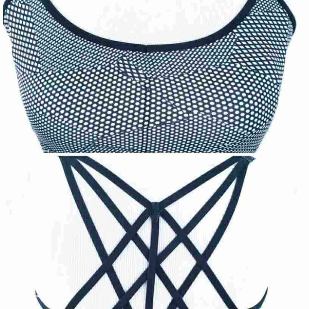 C9 Champion Strappy Back Sports Bra Black White Estimated Small Athletic Bra